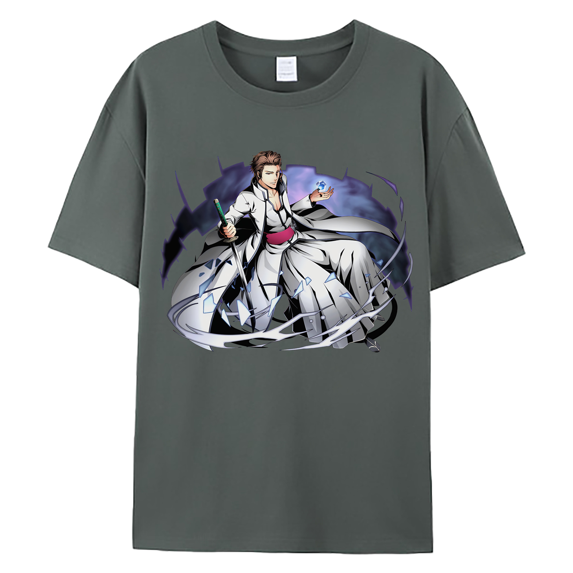 （画像用） ブリーチ 藍染 惣右介（あいぜん そうすけ） BLEACH Aizen Sousuke 綿100％ メンズ半袖Tシャツ｜肌触りやわらか＆通気性